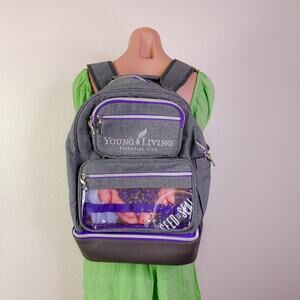 Young Living Essential Oils Carrier Back Pack Bag Gray Purple Travel Convention